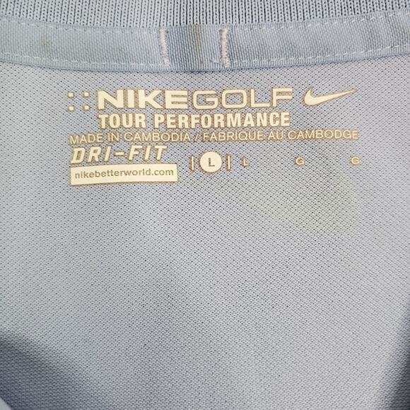 Nike Golf Tour Performance Mens L Large Dri-Fit Shirt Polo Blue White Geometric - Picture 6 of 11